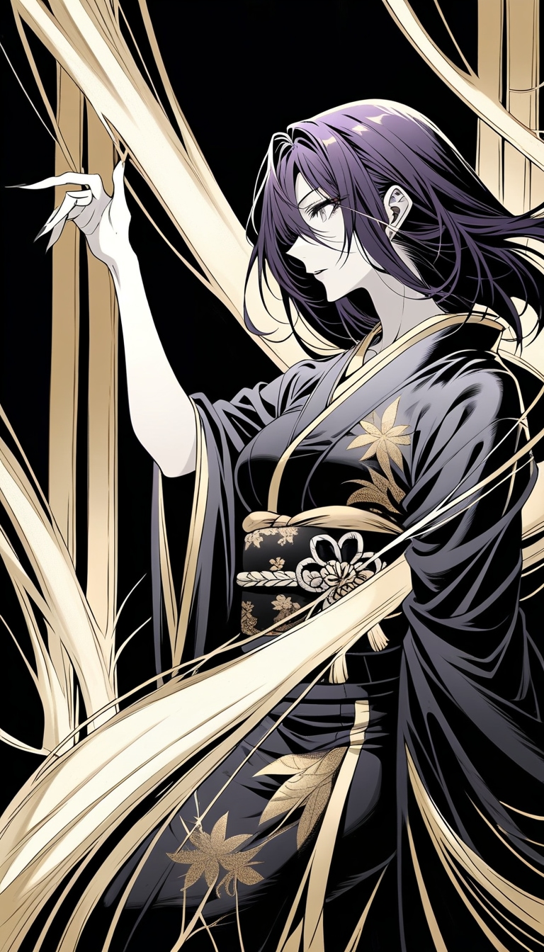 【和風シリーズ】白と黒と金　その１ | の人気AIイラスト・グラビア