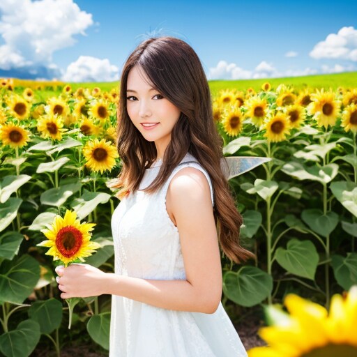 ひまわり畑の妖精−GARNET | の人気AIイラスト・グラビア