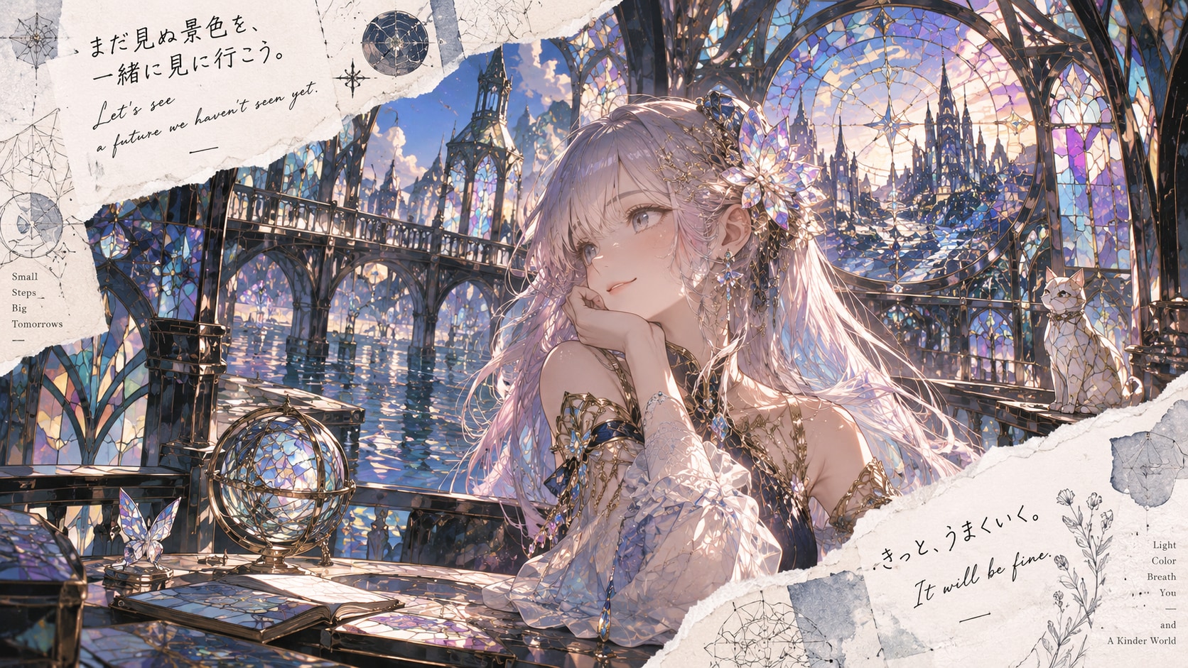 Let's See a Future We Haven't Seen Yet  A breathtaking scene where a silver-haired woman rests her c | の人気AIイラスト・グラビア