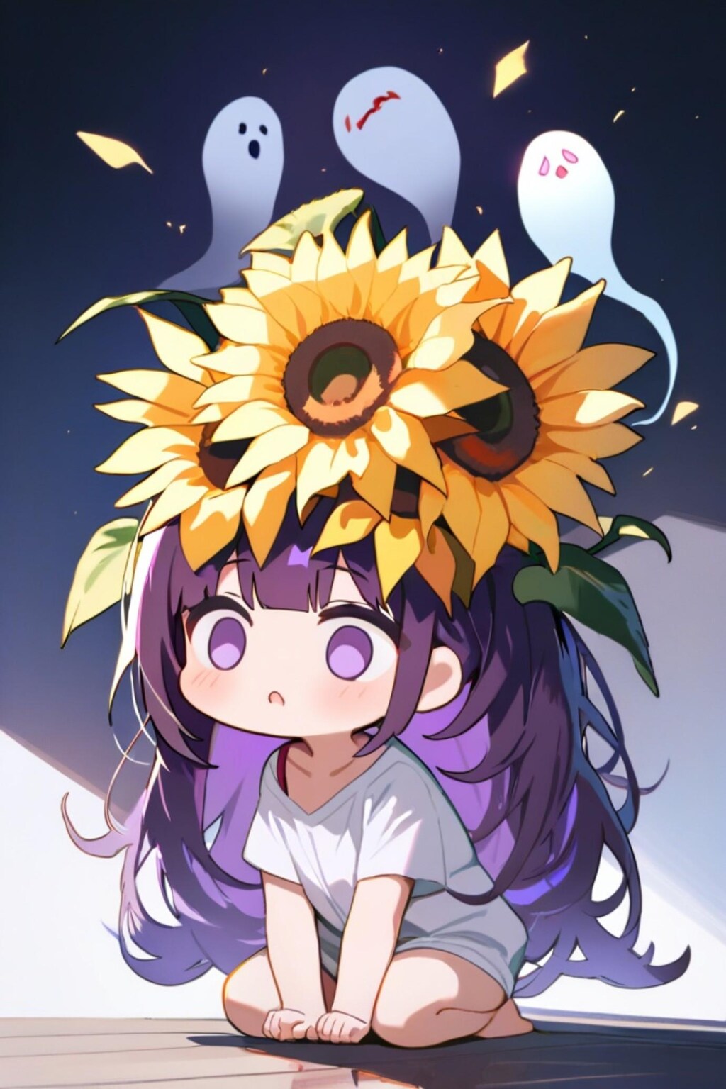 紫髪ちゃんと🌻と👻