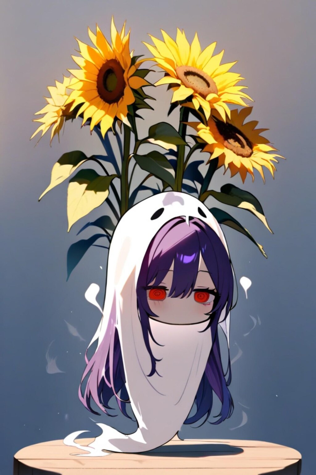 紫髪ちゃんと🌻と👻