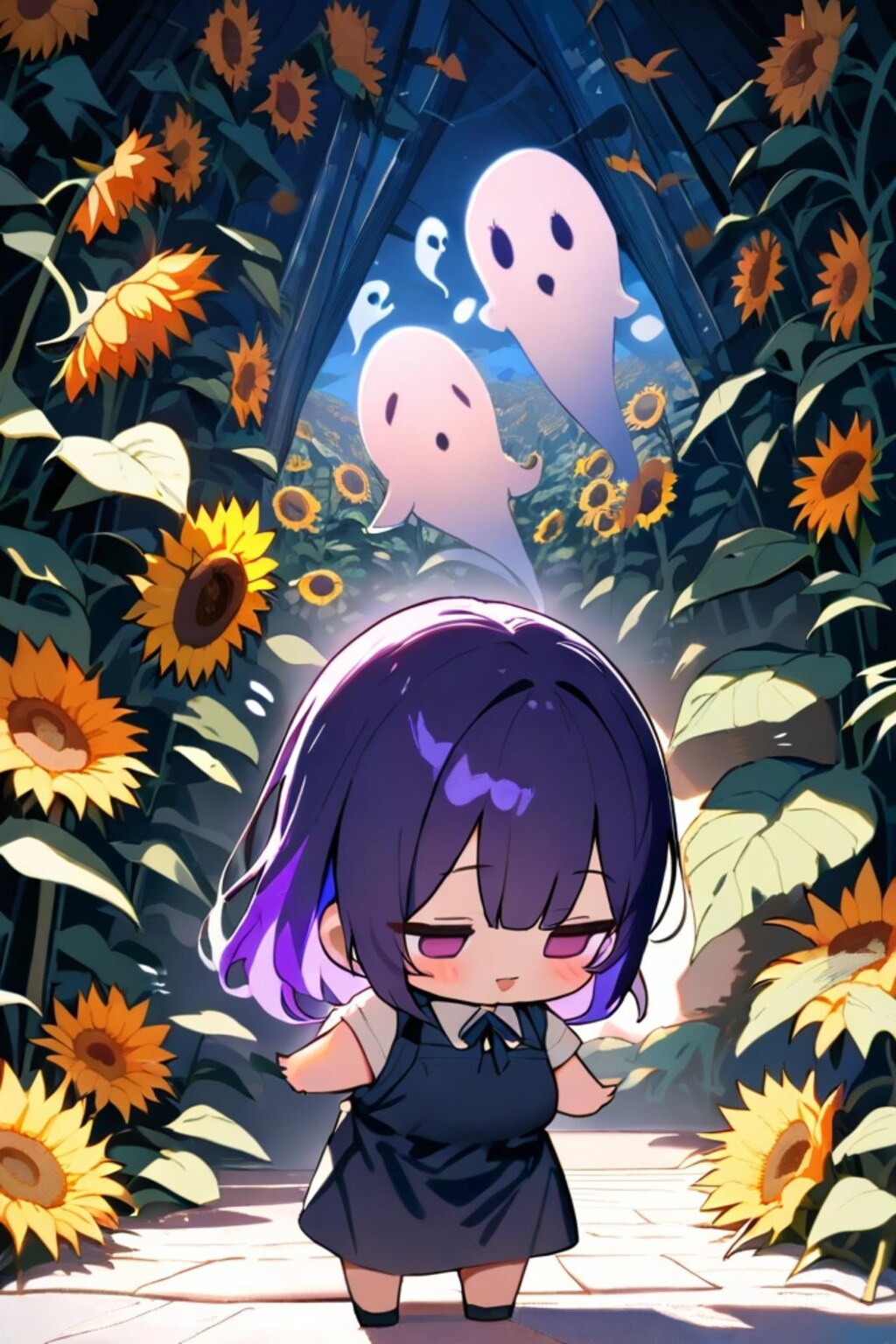 紫髪ちゃんと🌻と👻