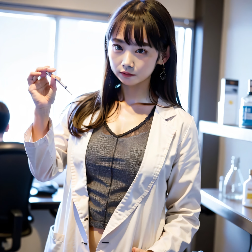 黒髪ロングで白衣の美女１１３