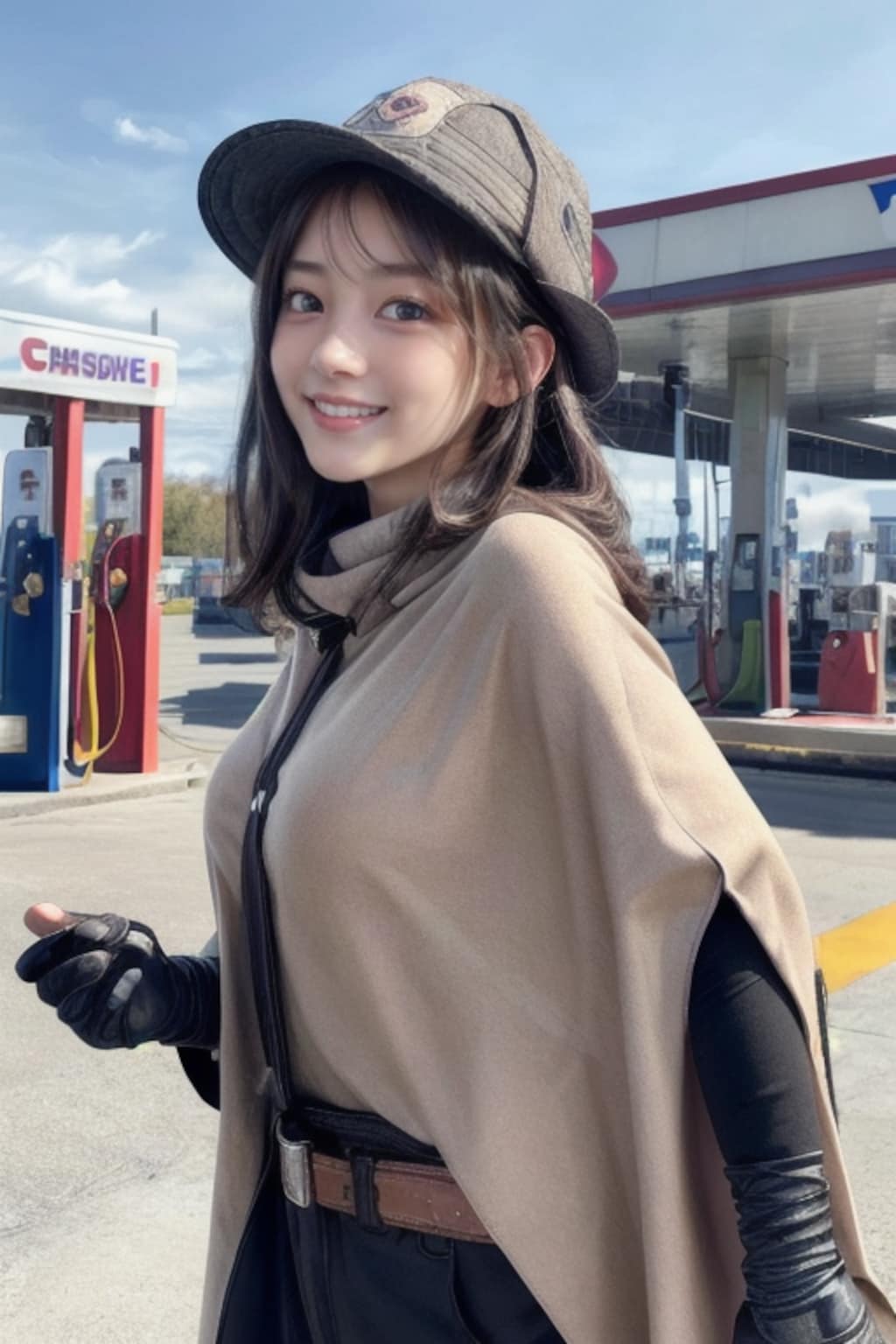 給油中のおポンチョちゃん