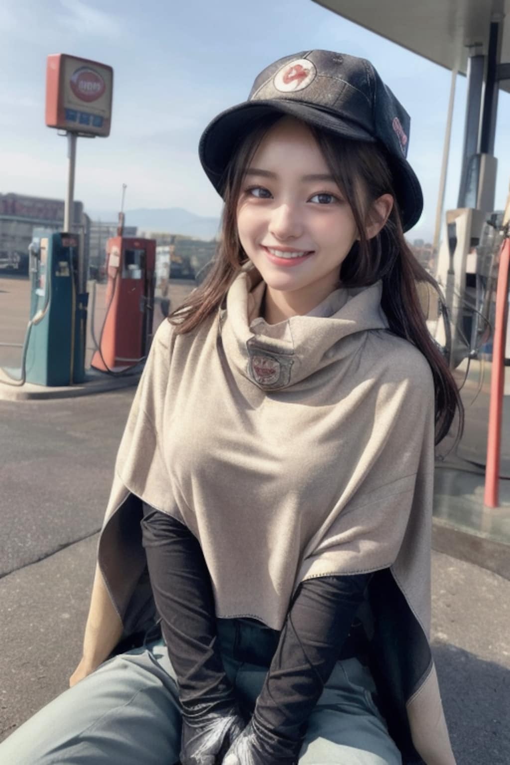 給油中のおポンチョちゃん