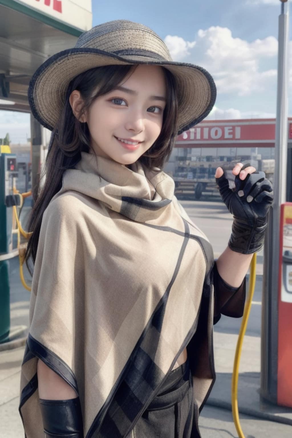 給油中のおポンチョちゃん