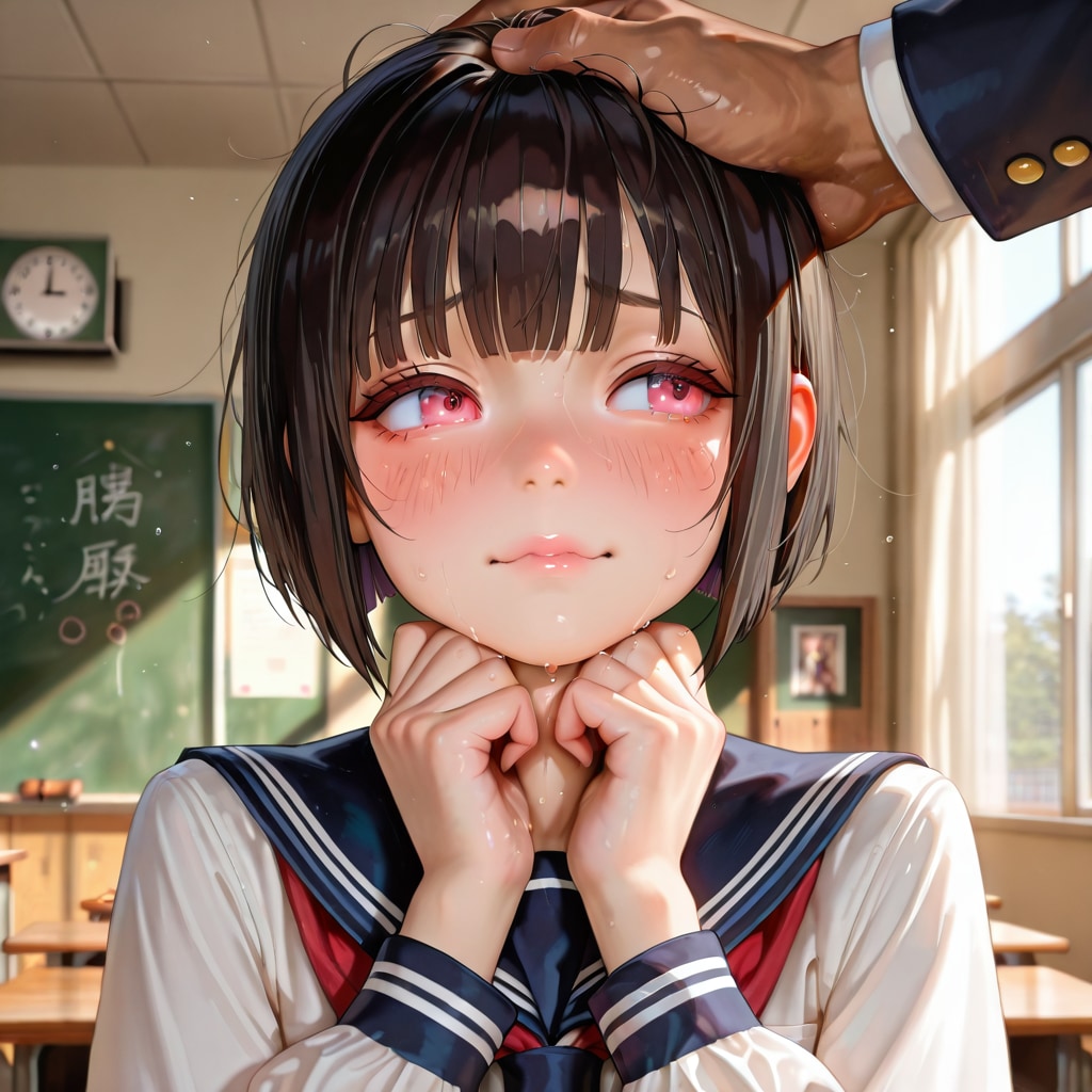 よしよしされて照れて喜ぶ女の子 | の人気AIイラスト・グラビア