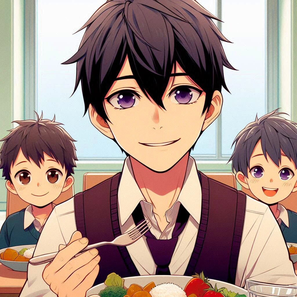 お子様ランチと、黒髪短髪男性♪その1-1(10枚)