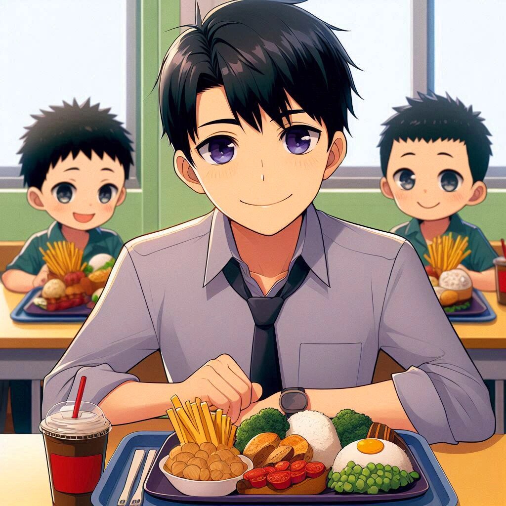 お子様ランチと、黒髪短髪男性♪その1-1(10枚)