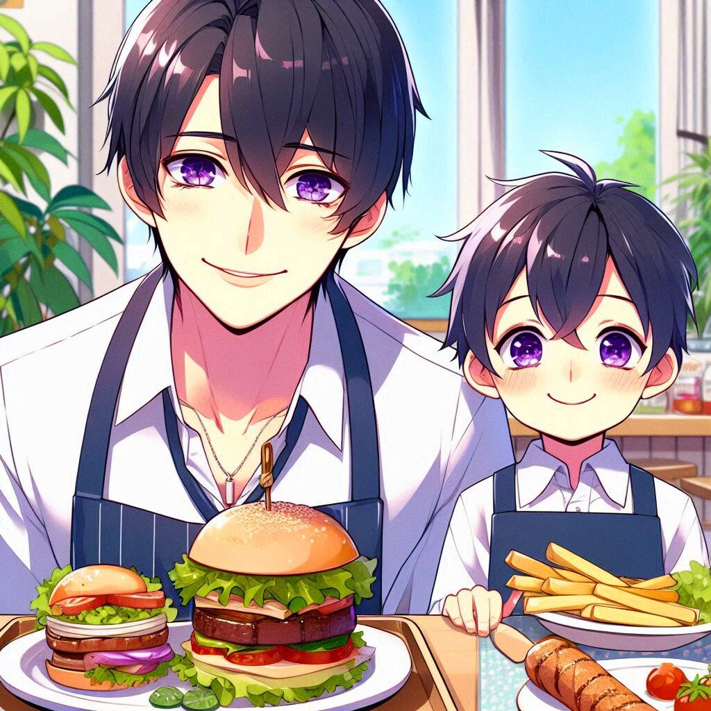 お子様ランチと、黒髪短髪男性♪その1-1(10枚)