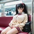 いつも帰りの電車で並んで座る、ツインテが似合う制服美少女 2枚目