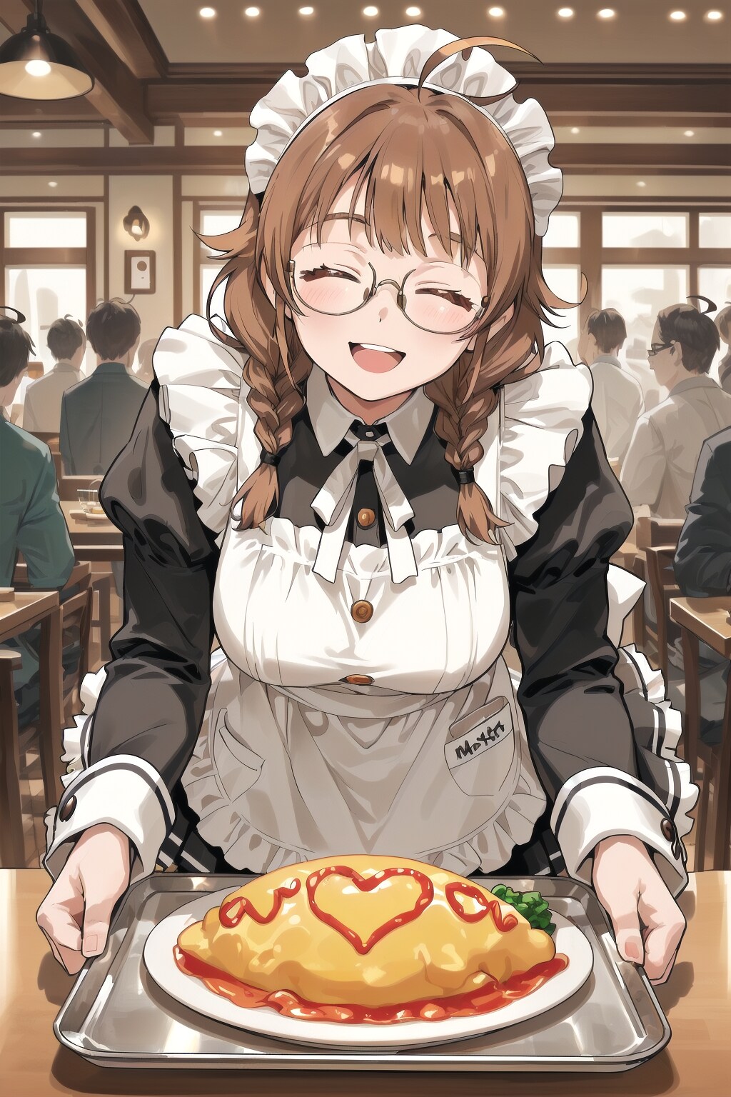 オムライスを運ぶ、オムライスを食べる