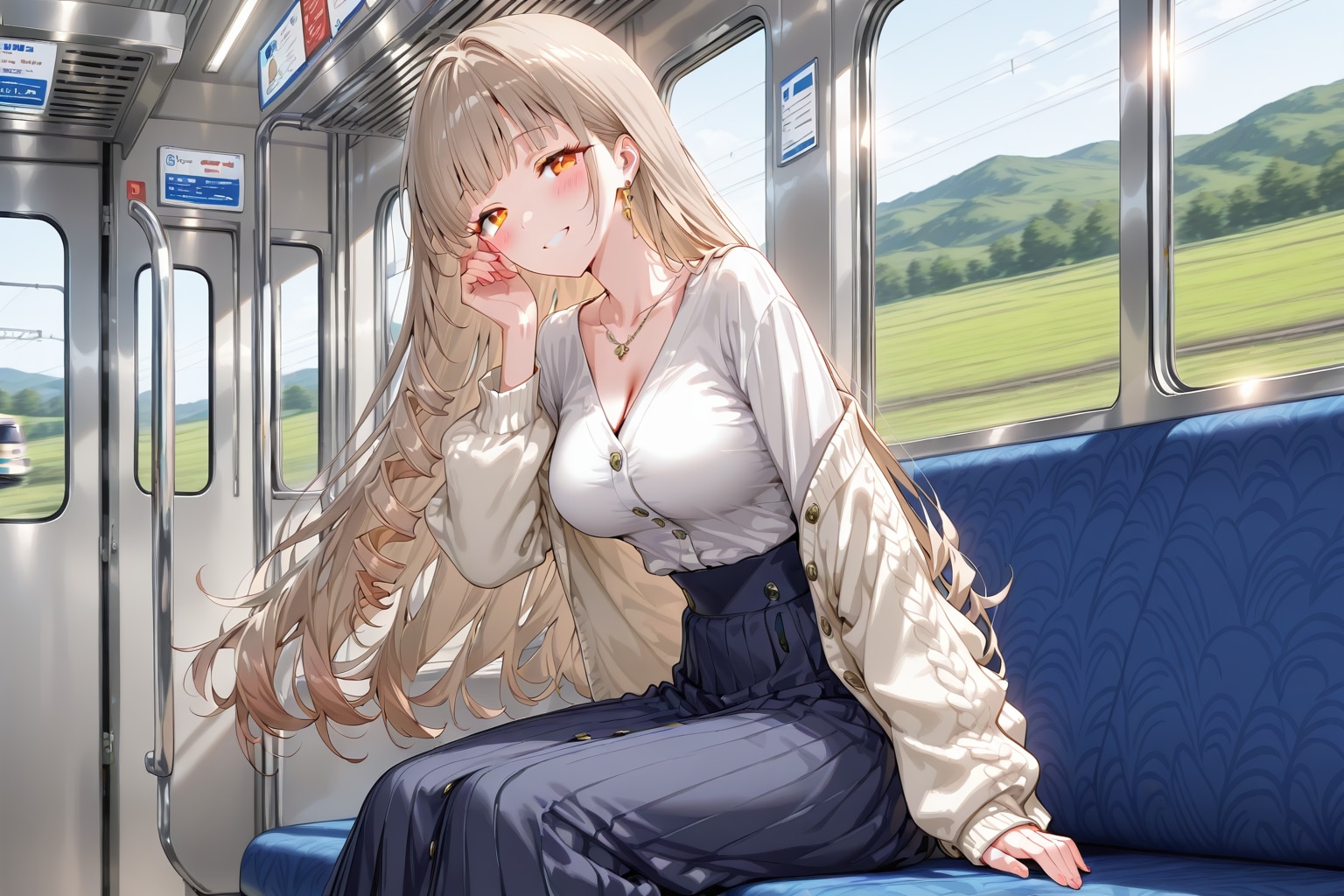 「電車で外出なんて珍しいよね」 | の人気AIイラスト・グラビア