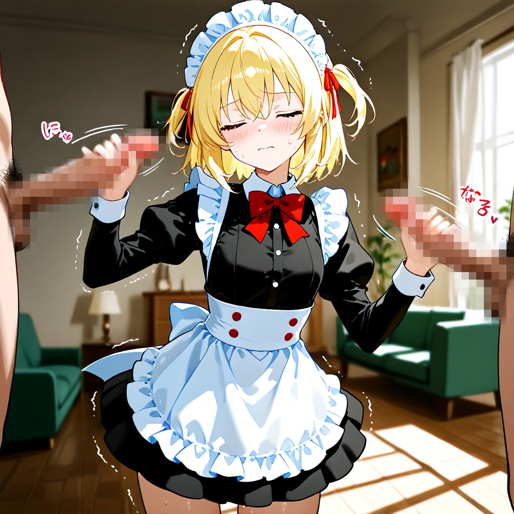 可愛いメイドさん達に手でシテもらう2