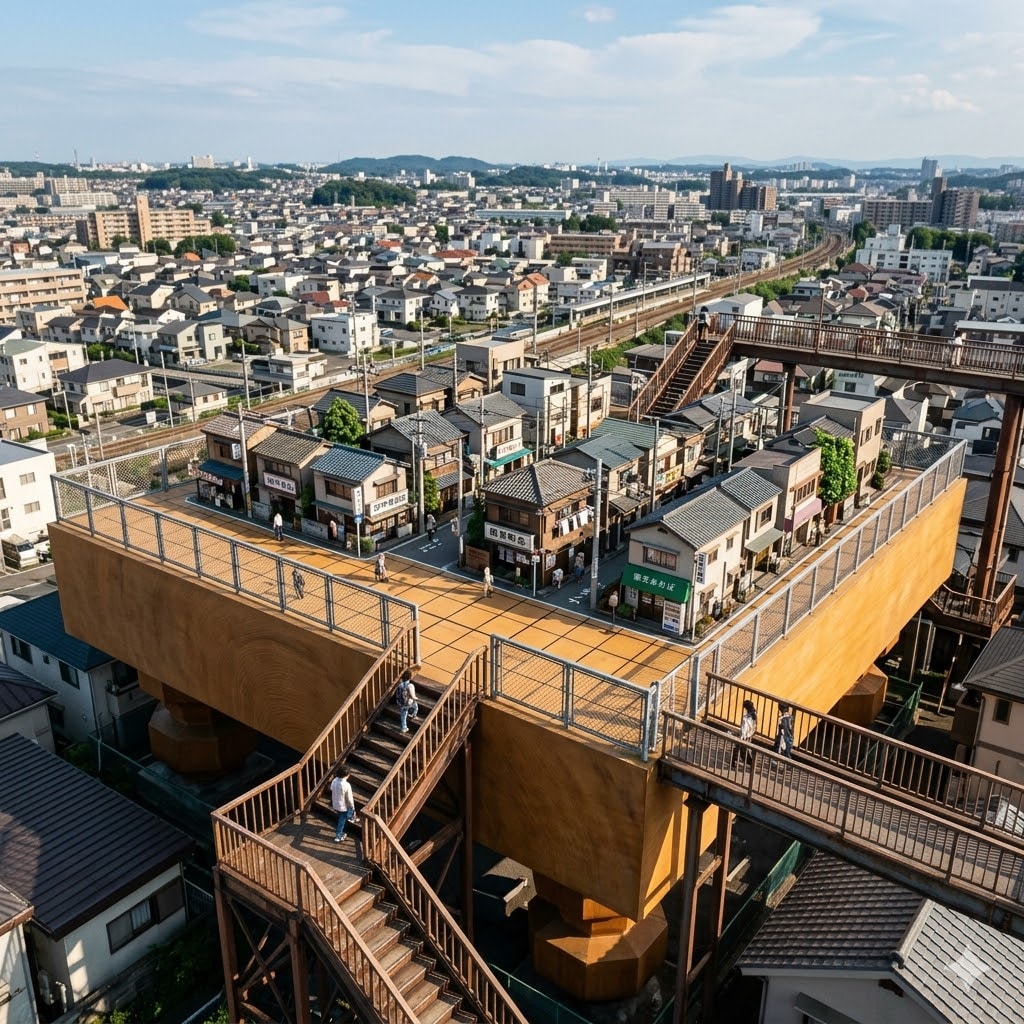 囲碁の台の上に築いた町