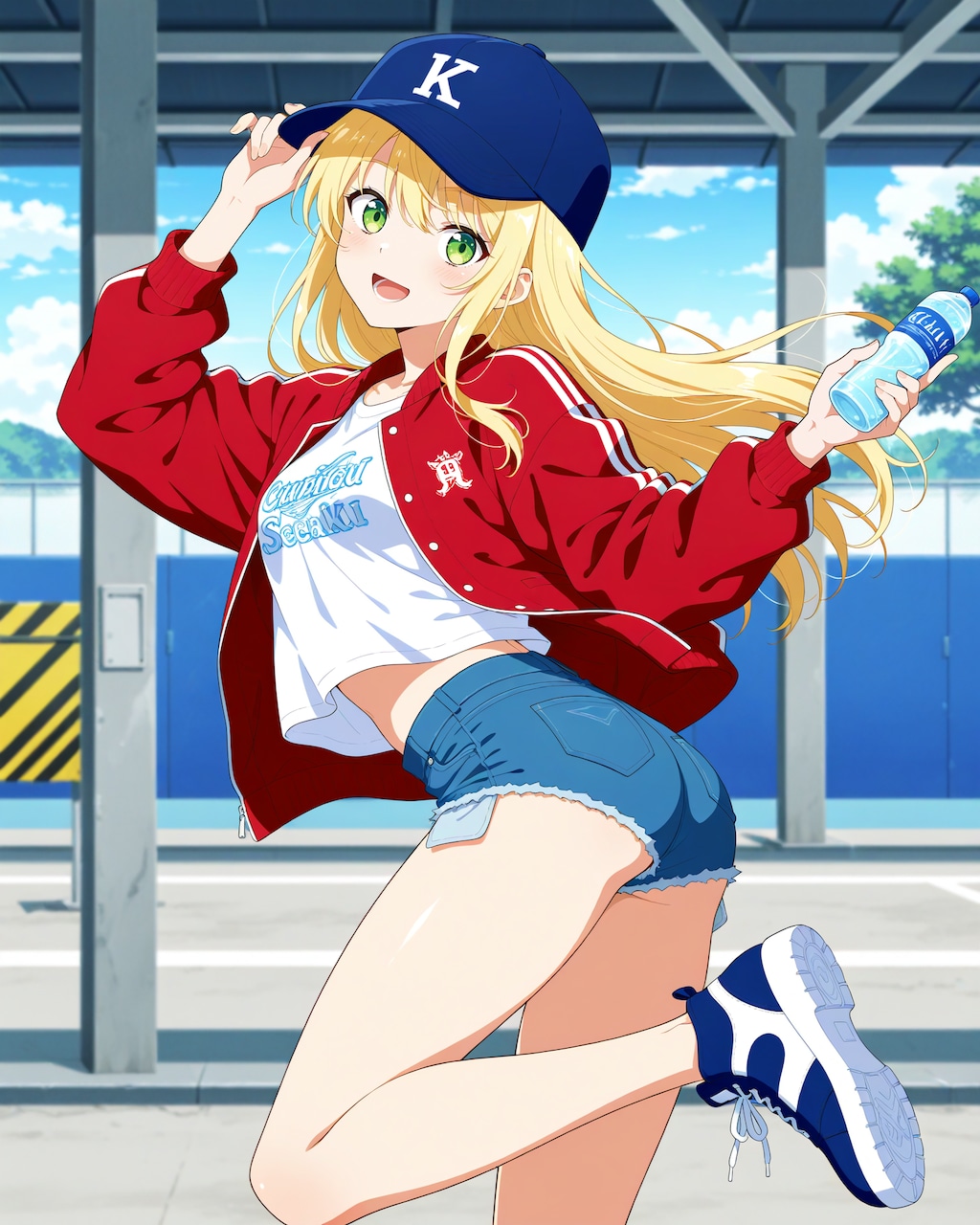 暖かくなって脚を出す