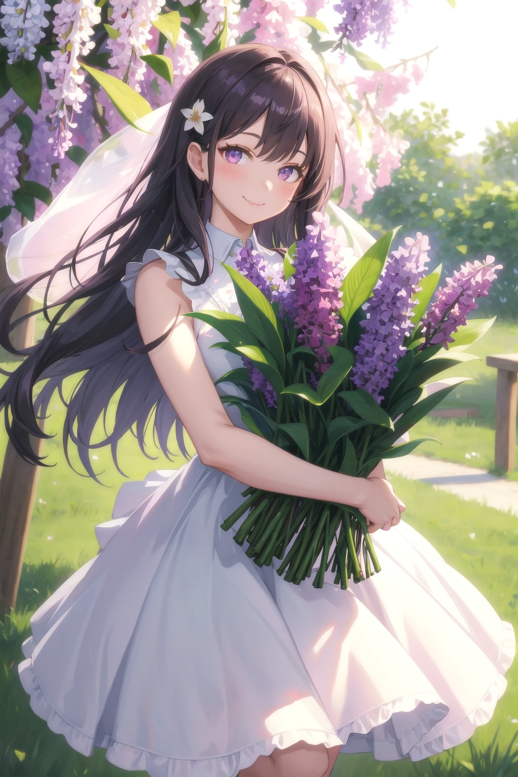 花束を持つ美少女