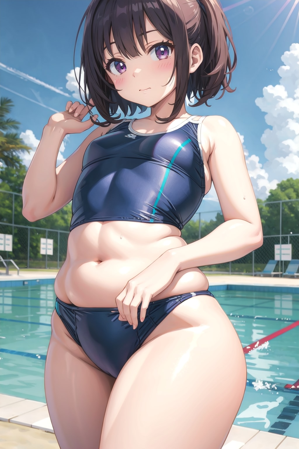 ムッチリした女性とプール場