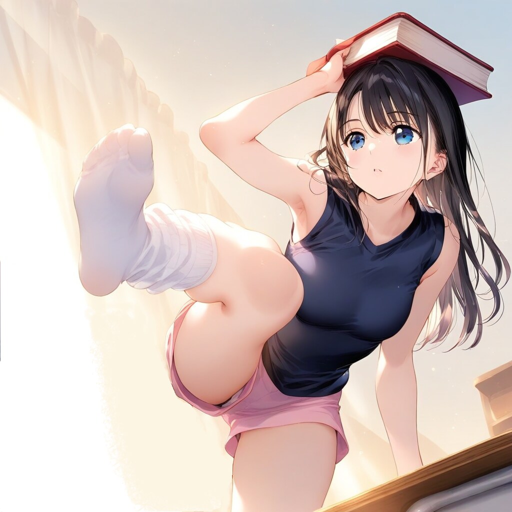 頭に本を乗せる女の子　その２