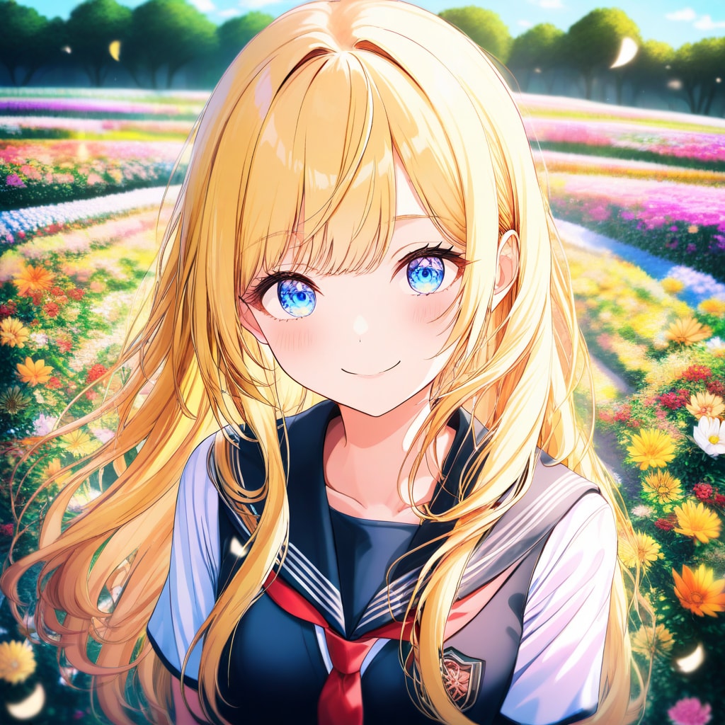 青い目の金髪ロング　お花畑2