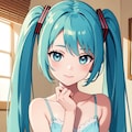 初音ミクのアニメ調絵柄のイラスト【スリップ＆ランジェリー】（試作） 10枚目