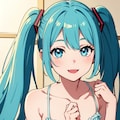 初音ミクのアニメ調絵柄のイラスト【スリップ＆ランジェリー】（試作） 8枚目