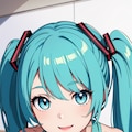 初音ミクのアニメ調絵柄のイラスト【スリップ＆ランジェリー】（試作） 7枚目