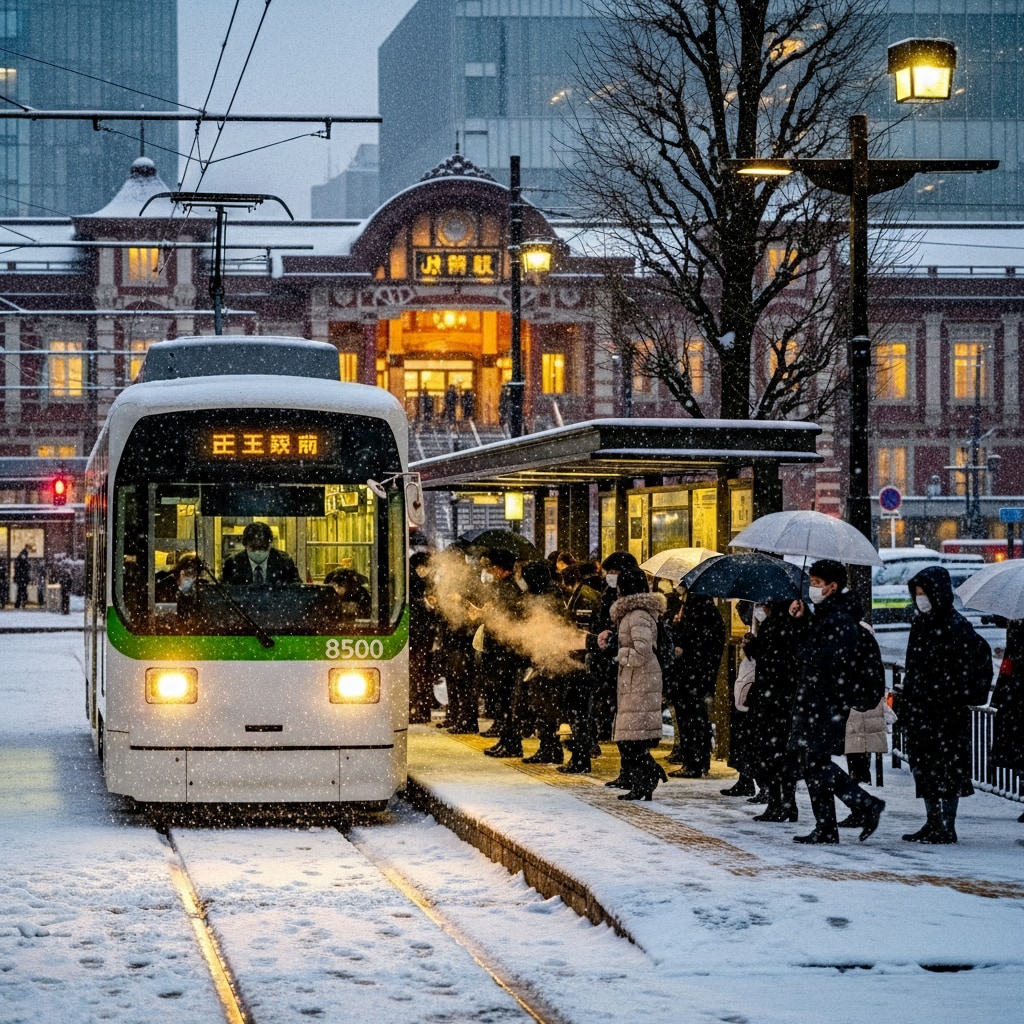 都電荒川線の雪景色