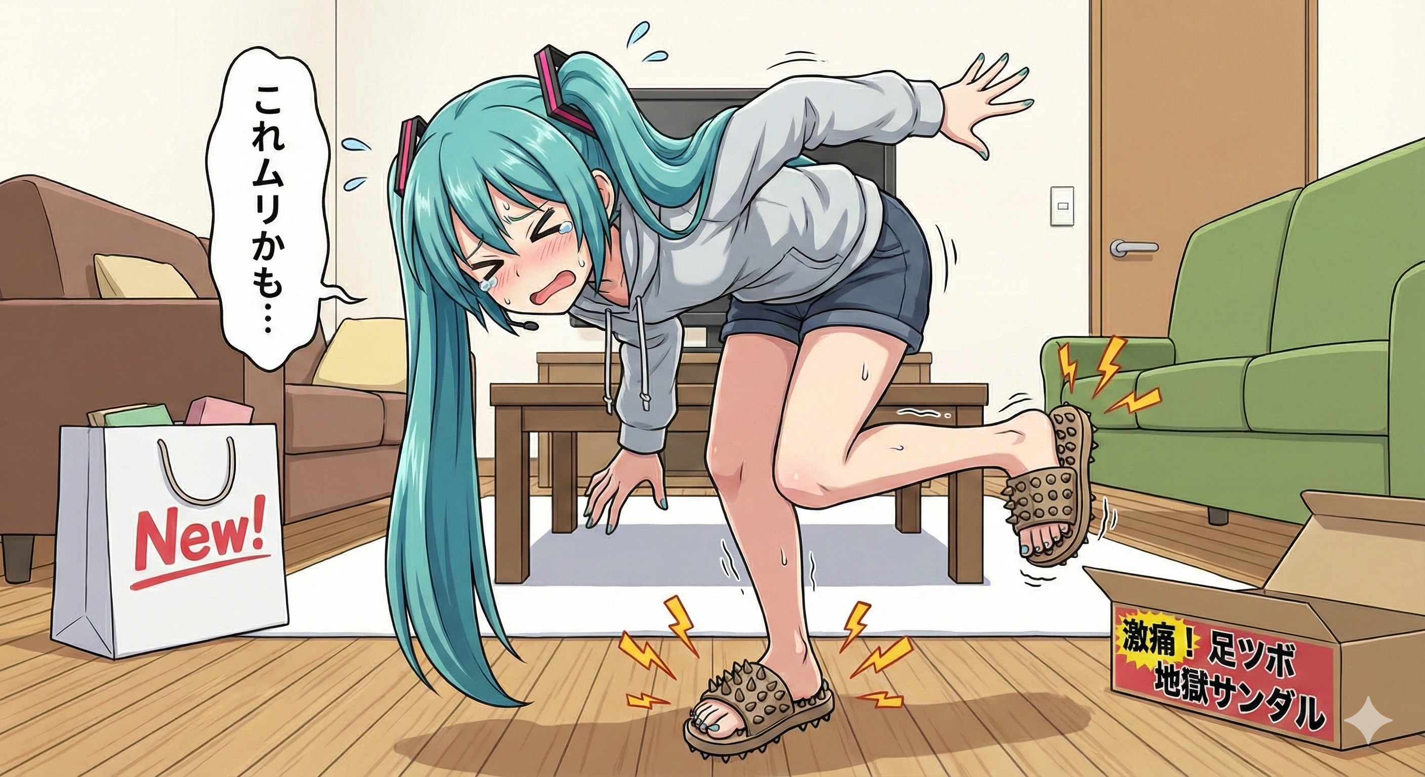 ミクさん 健康サンダル買ってみた😁 | の人気AIイラスト・グラビア