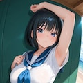 海の家に下見に来た巨乳セーラー服な配信者ちゃん 2枚目