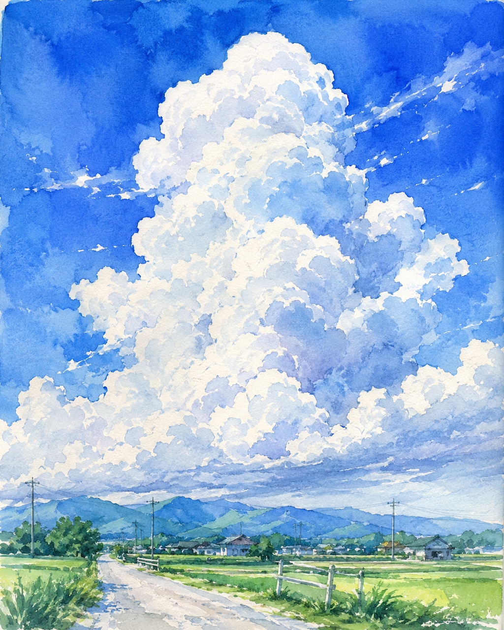 入道雲（水彩画）
