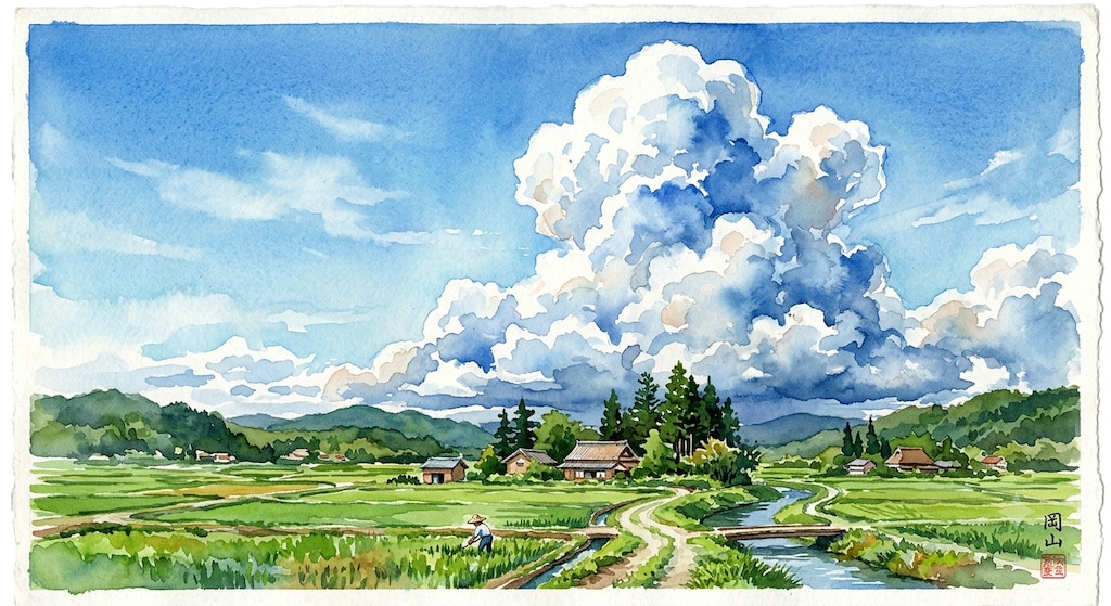 入道雲（水彩画）