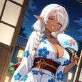 ダークエルフさんの夕涼み　その２ 3枚目