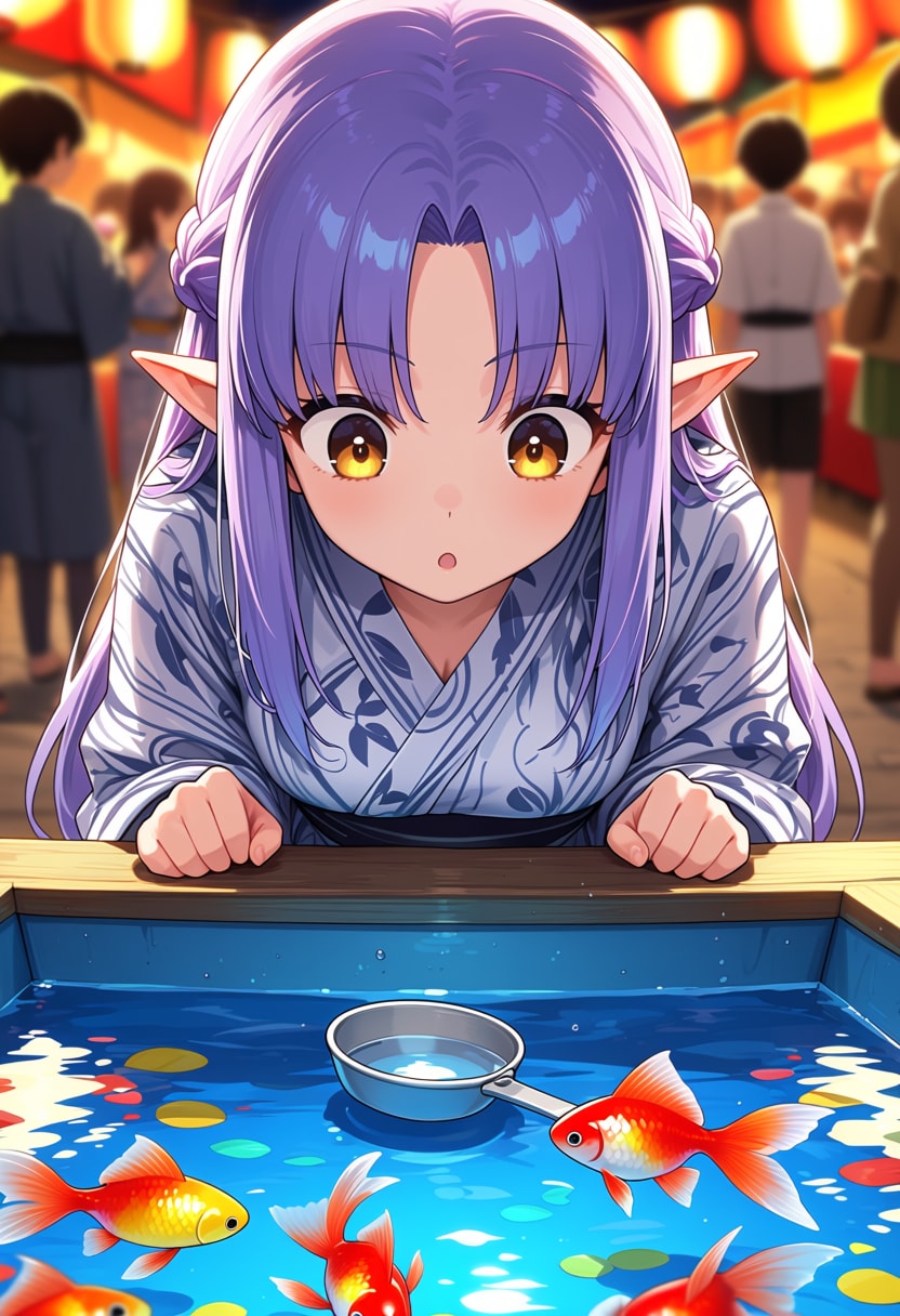 金魚すくいに夢中