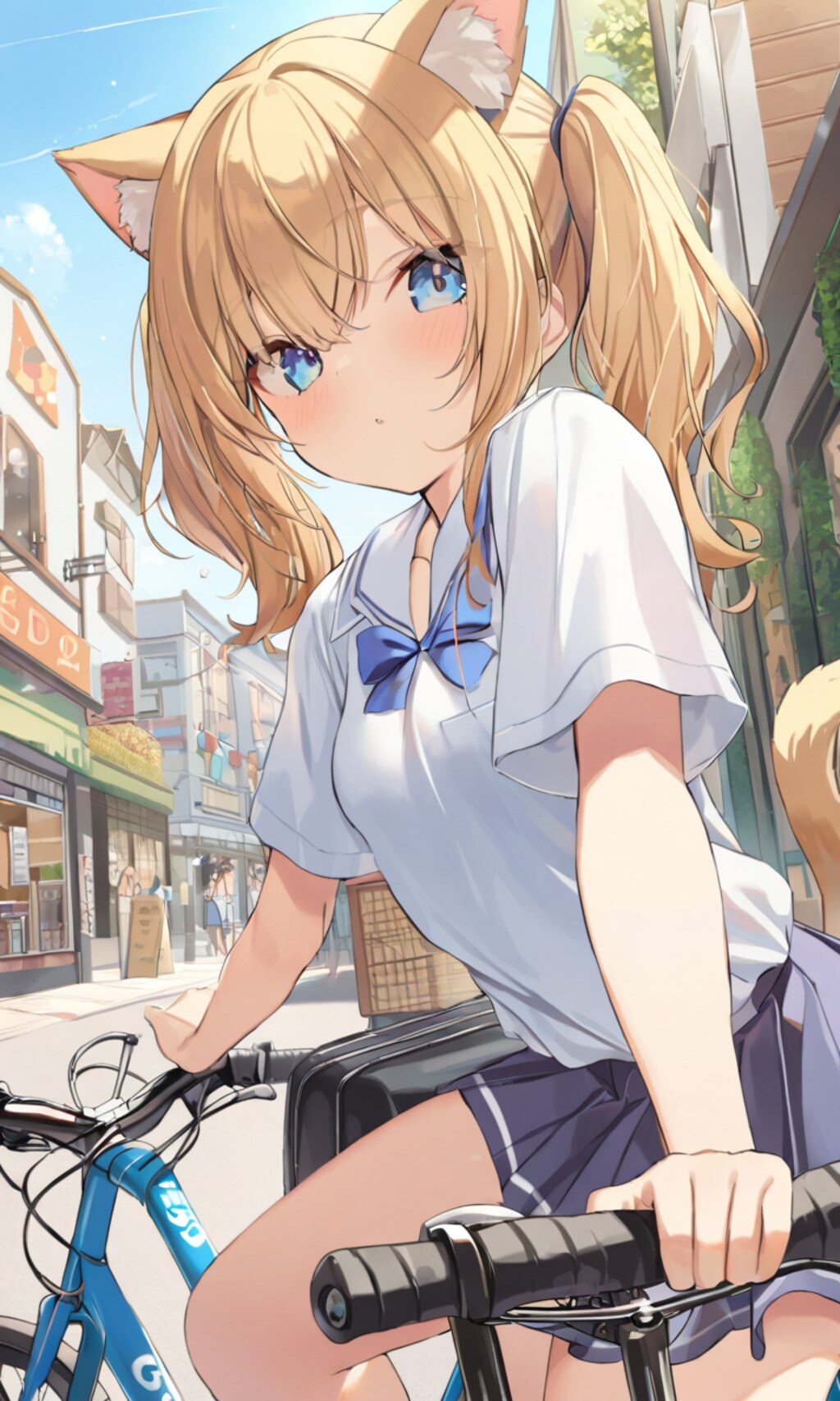 こるり「自転車に乗る猫耳女子高生」まや「まあ、女子高生は乗るわな」