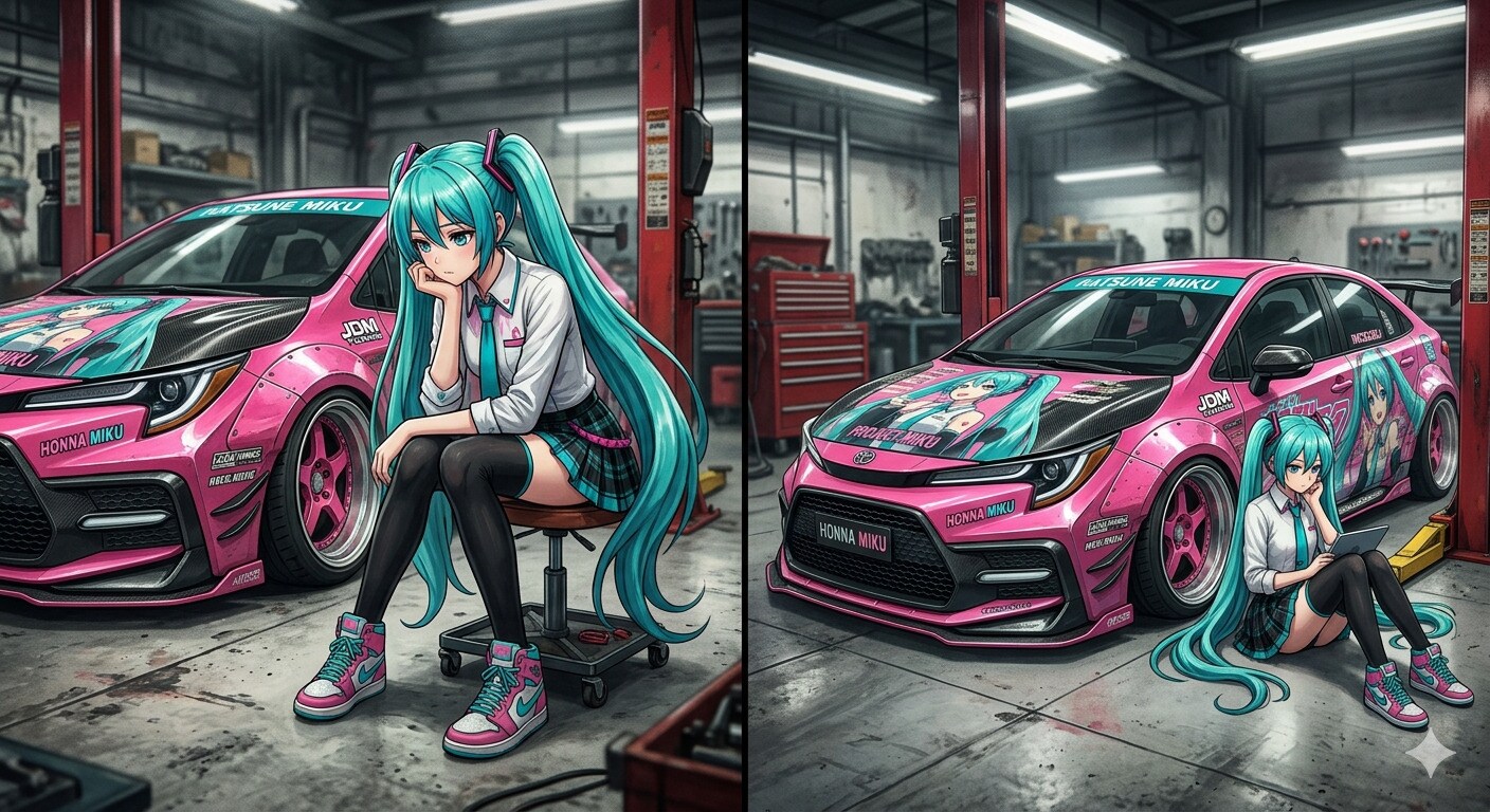 初音ミクとカローラセダン