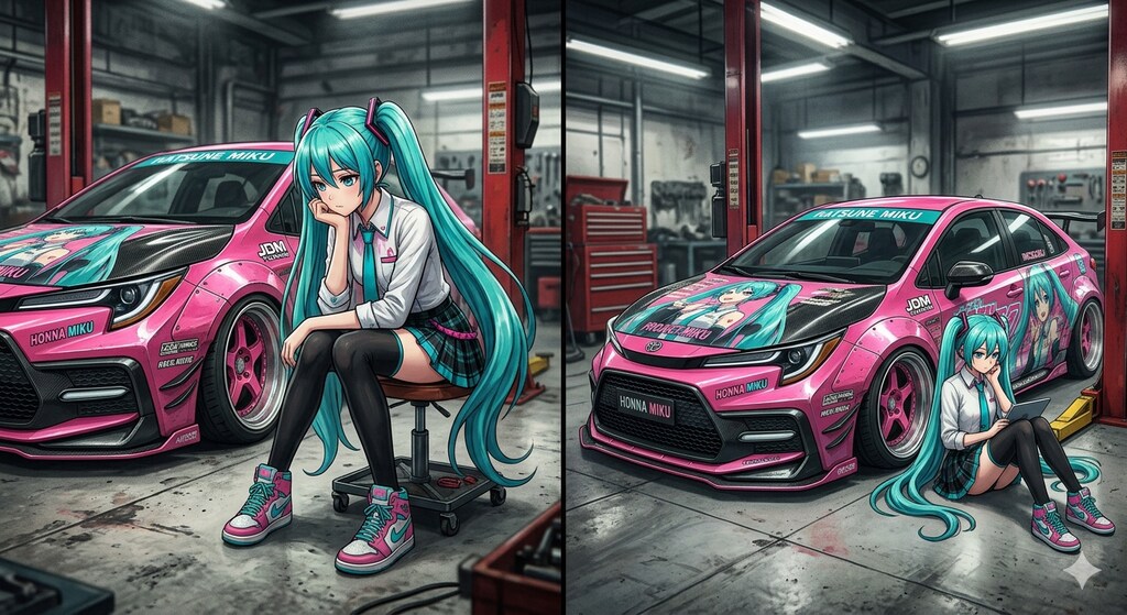 初音ミクとカローラセダン