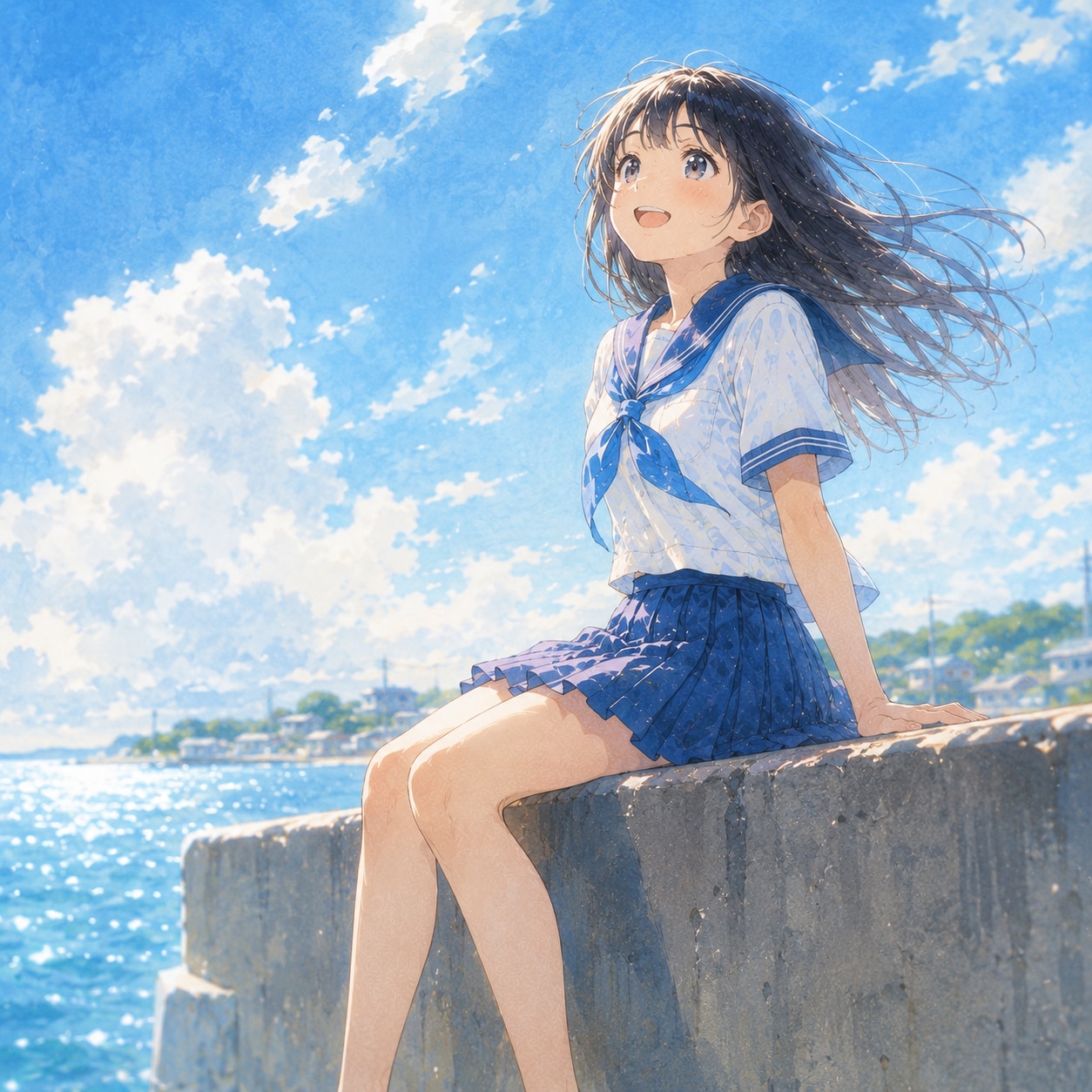 防波堤の少女