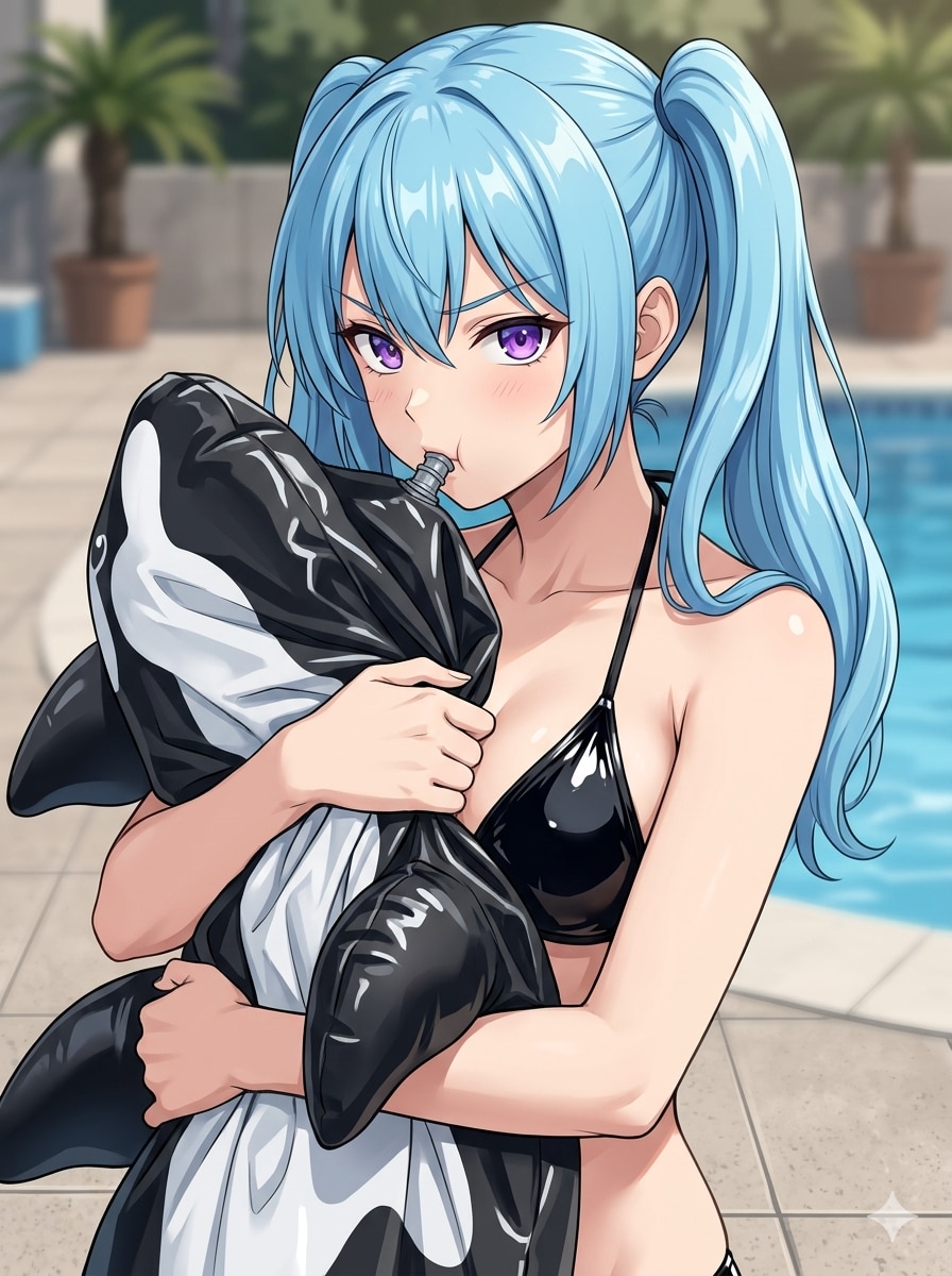 シャチフロートを吸ってぺちゃんこに