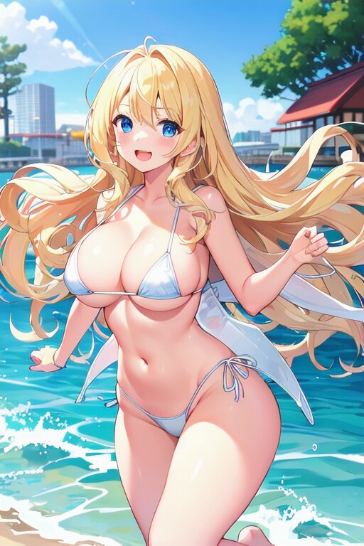 街中でマイクロビキニ