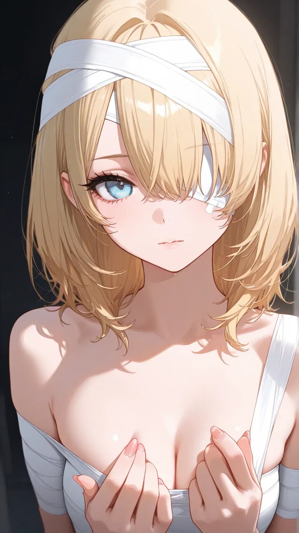 包帯を巻いている女性