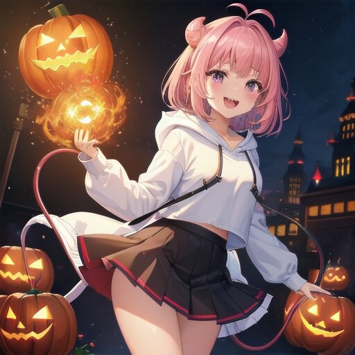ハロウィンで魔法を使う悪魔の少女