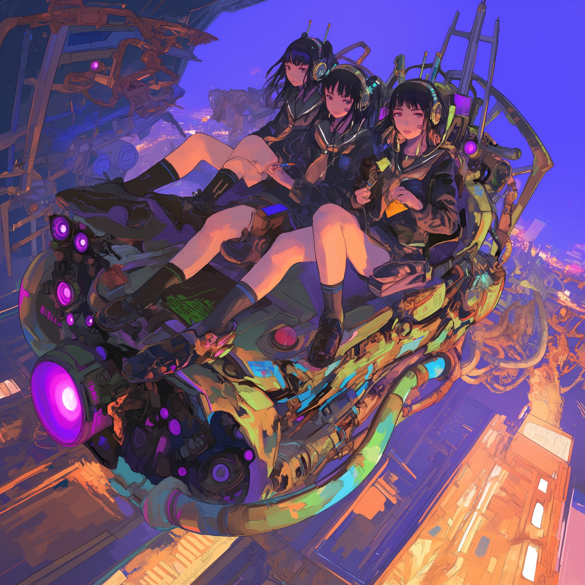 SF的な三つ子の冒険 | の人気AIイラスト・グラビア