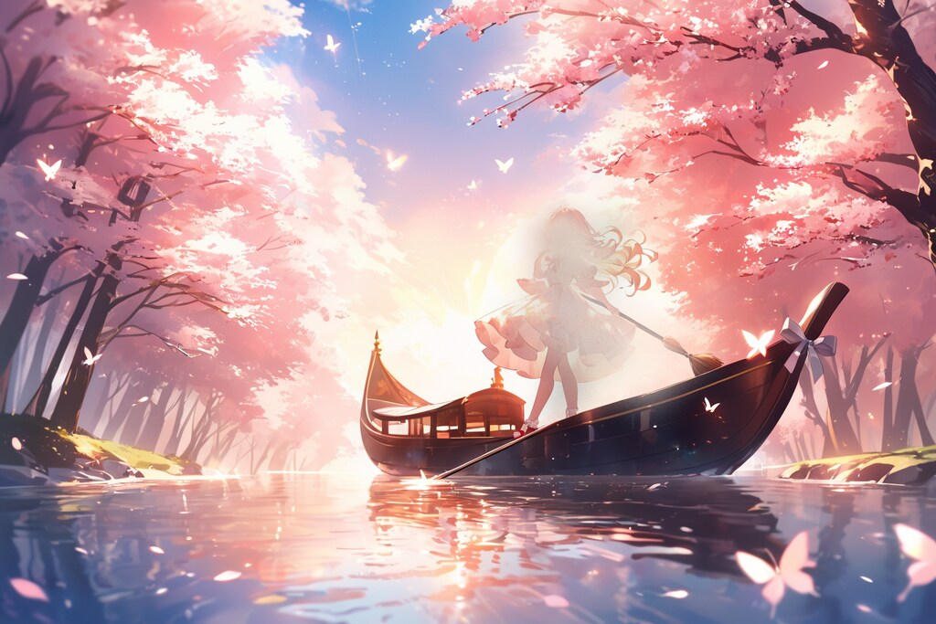 夕暮れに 桜ちりぬる 川の音