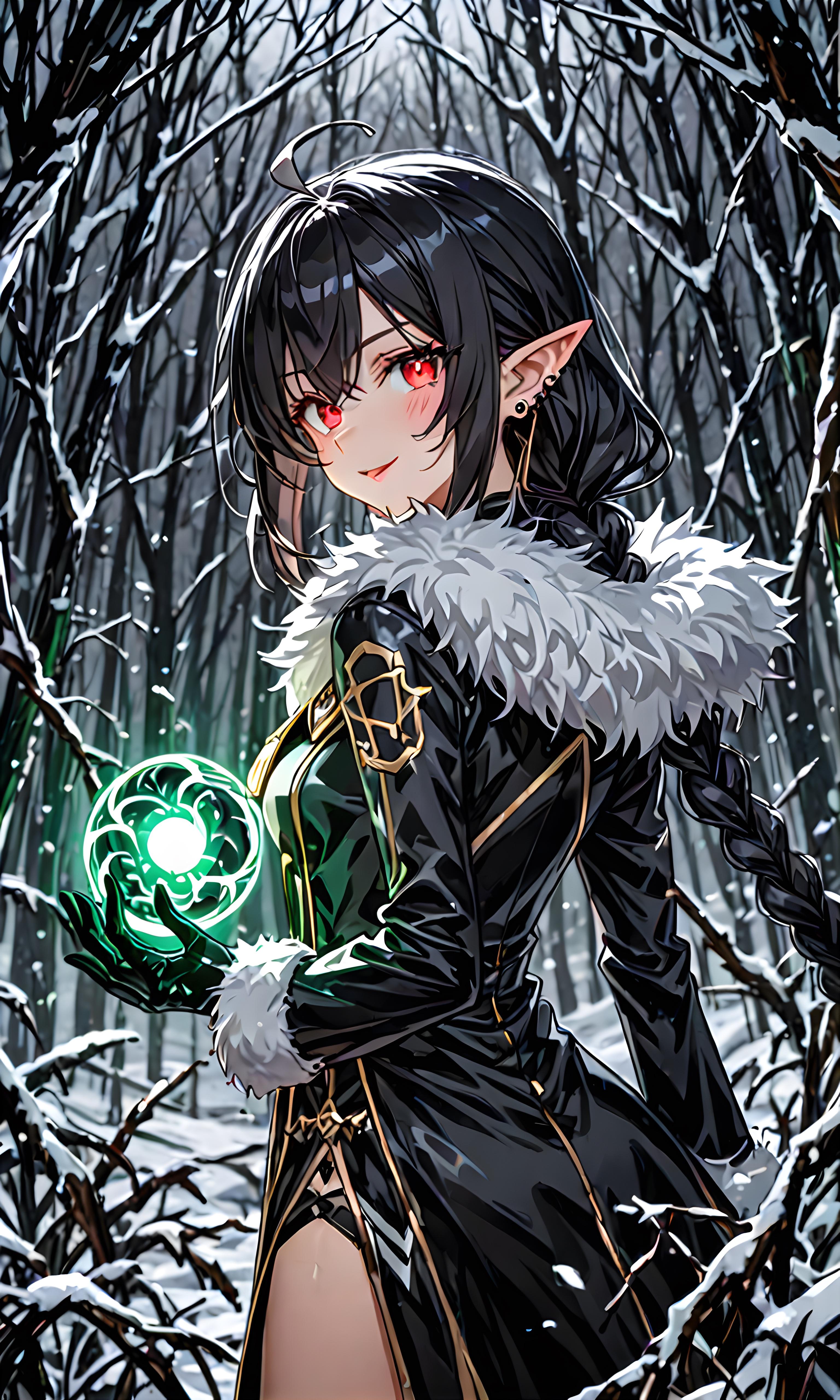 冬の森を散策するエルフ🧝‍♀️