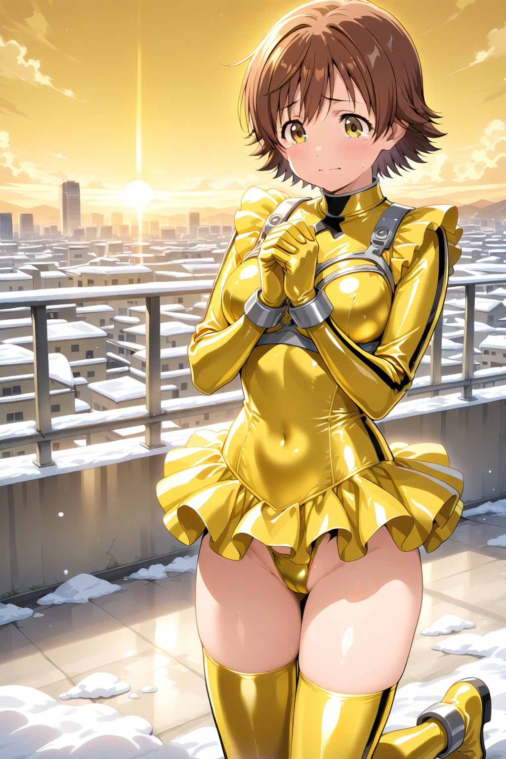 戦隊ヒロイン衣装で祈るちゃんみお(ちちぷい版)