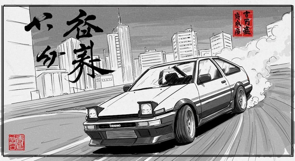 プロンプト借りて再現シリーズ　AE86  F1編