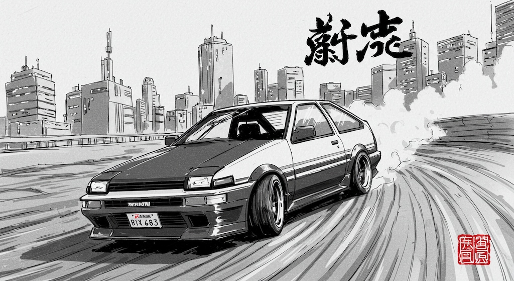 プロンプト借りて再現シリーズ　AE86  F1編