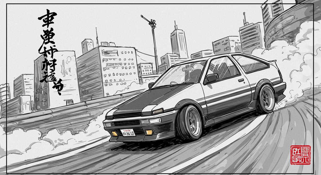 プロンプト借りて再現シリーズ　AE86  F1編