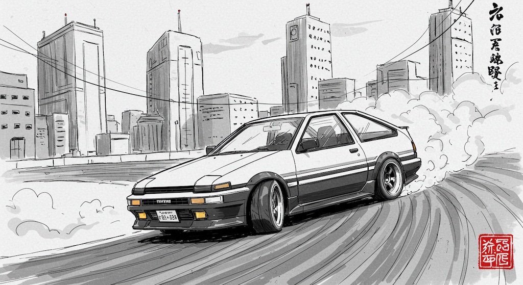 プロンプト借りて再現シリーズ　AE86  F1編
